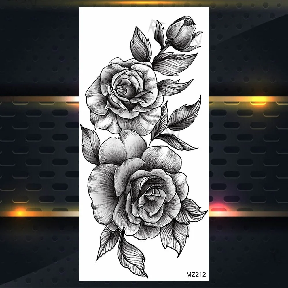 Sdrawing Rose Jewelry Water Transfer Tattoo Stickers Women Body Chest Art Temporary Tattoo Girl Waist Bracelet Flash Tatoos Flower
