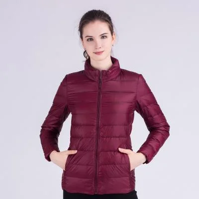 Ftlzz New Autumn Winter Women Ultra Light White Duck Down Jackets Candy Color Slim Short Design Warm Down Coats