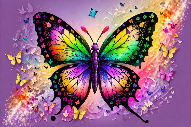  Colorful Dream Butterfly 40*60CM (Canvas)AB Round Drill Diamond Painting gbfke