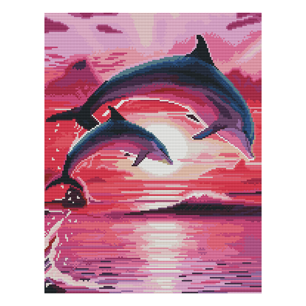 Christmas Dolphin - 11CT  Stamped  Cross Stitch - 50*40CM