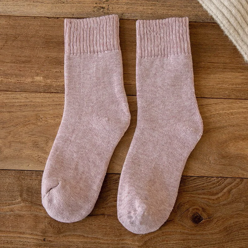 FINETOO 1 Pair Winter's Socks Solid Color Thicken Terry Socks Female Unisex Socks Fashion Letter Print Ankle Socks Keep Warm