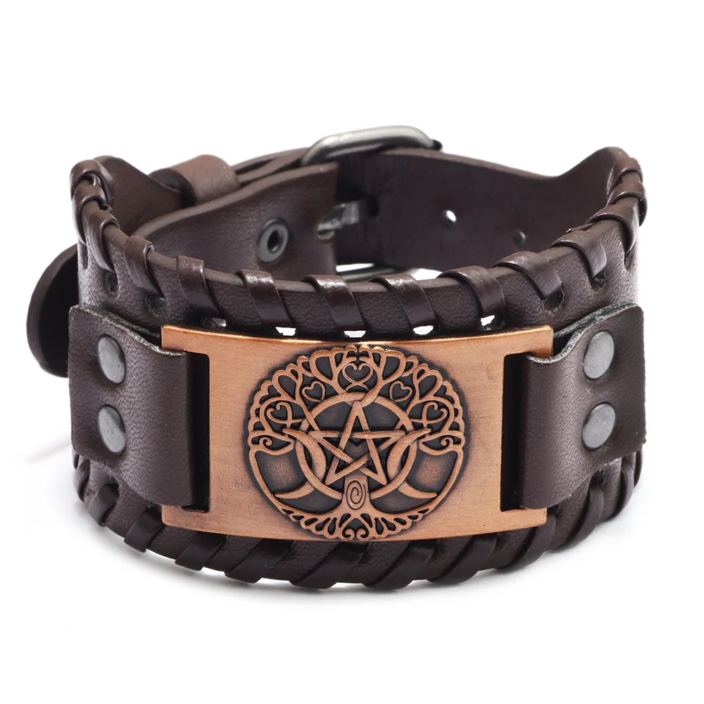 Five-pointed Star Moon Tree Of Life Designer Men's Bracelet - Devcarry