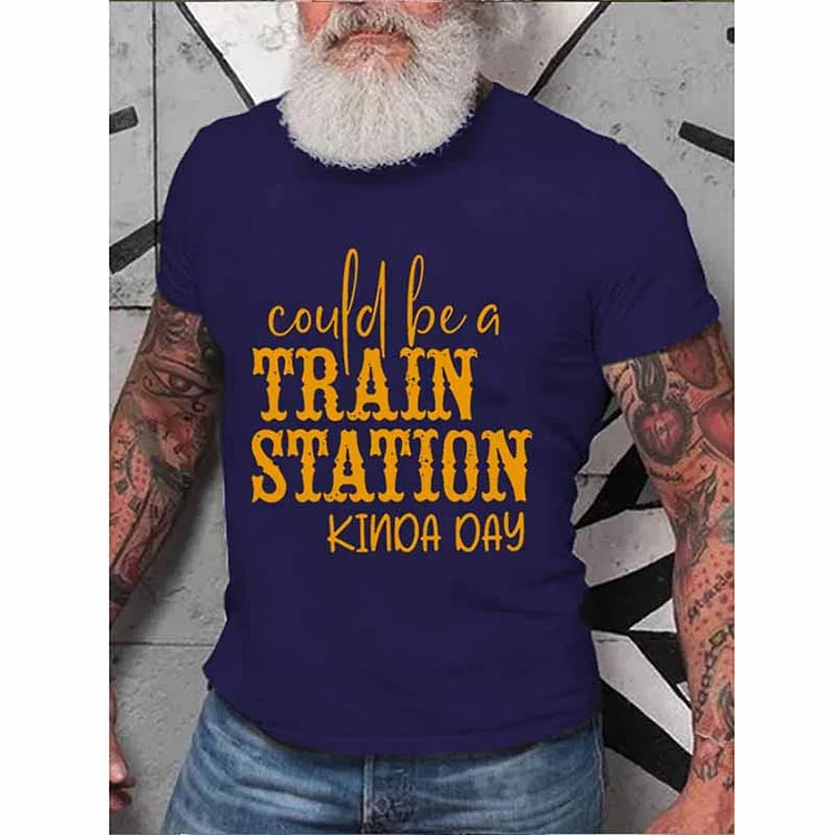 BrosWear Could Be A Train Station Kinda Day Print T-Shirt