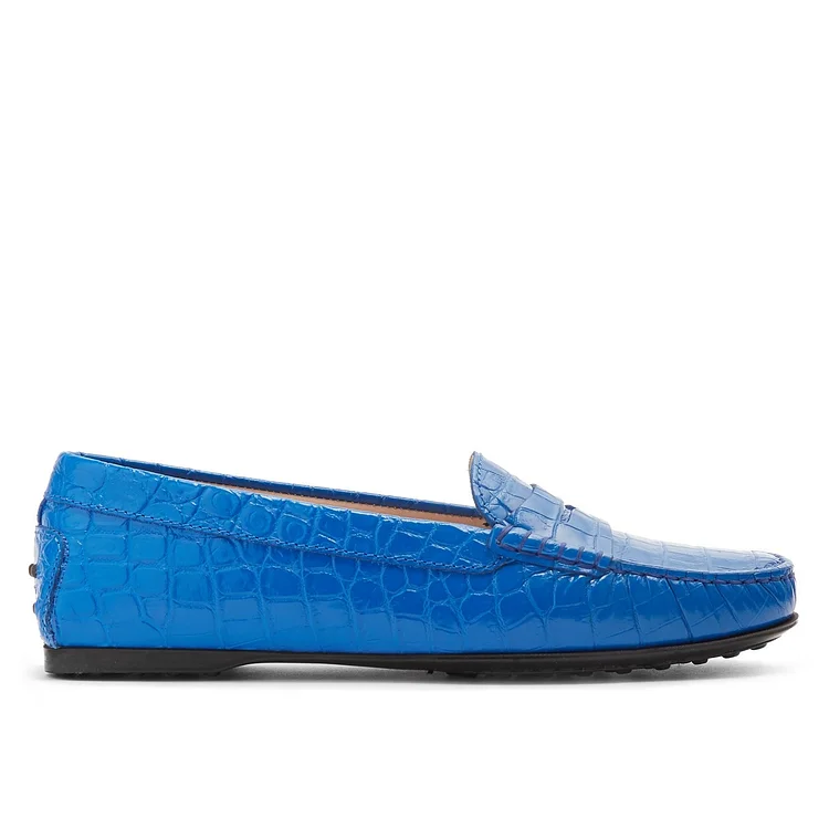 Blue Round Toe Penny Loafers Vdcoo