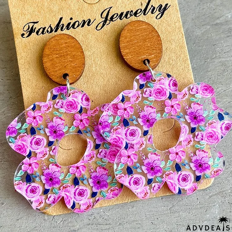 Flower Shape Acrylic Dangle Earrings