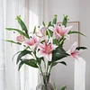 2 Heads Soft Touch Large 18cm Lily Artificial Flower Bouquet Decor