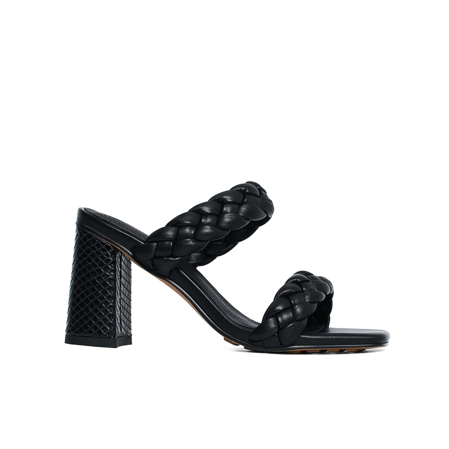 80mm Women's Braided  Square Open Toe Backless Block Double Straps Sandals-vocosishoes