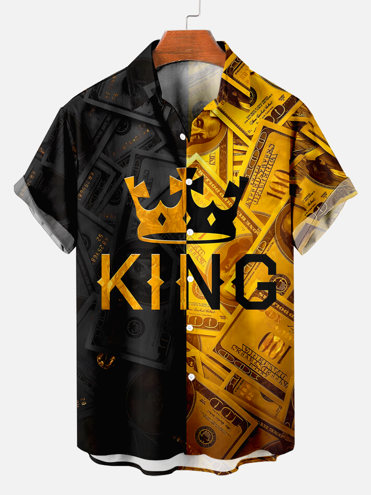 Men's money KING print shirt PLUSCLOTHESMAN