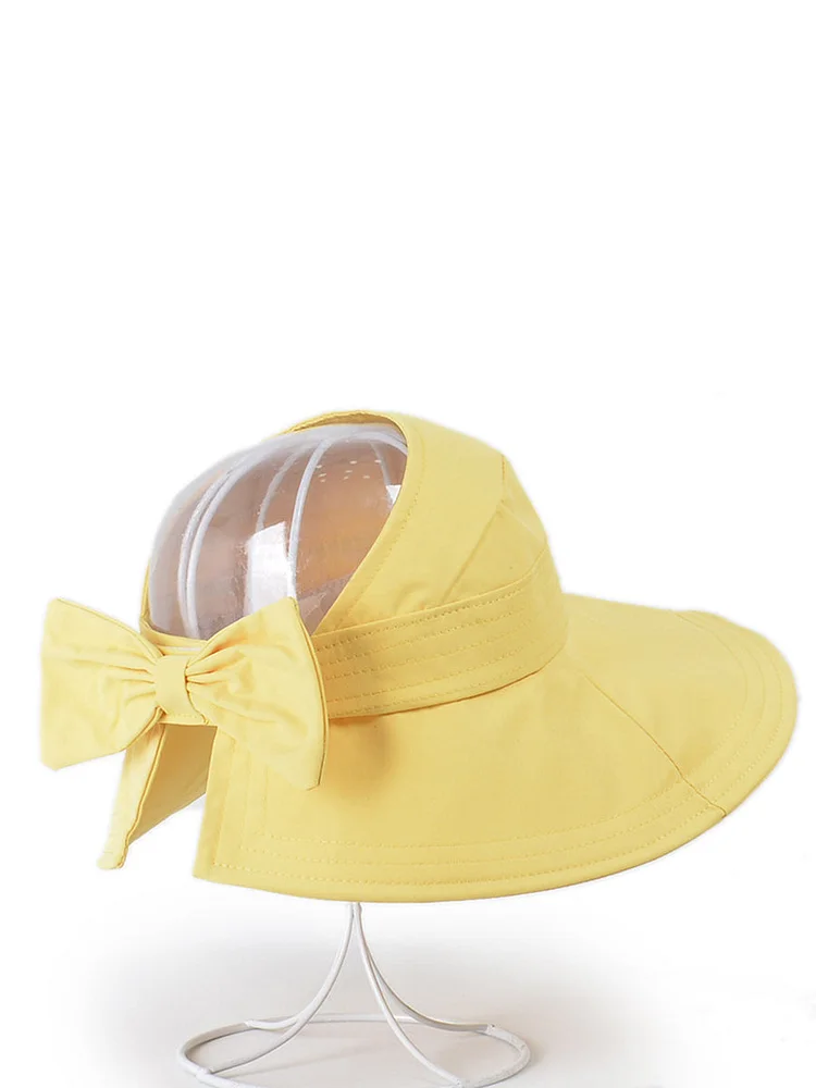 Women Summer Casual Bowknot Solid Large-Brim Hat