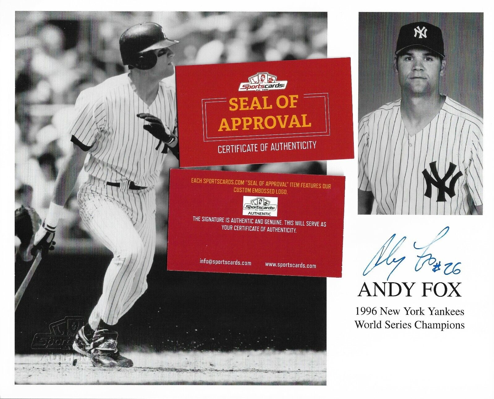 Andy Fox Signed Yankees 8x10 Photo Poster painting