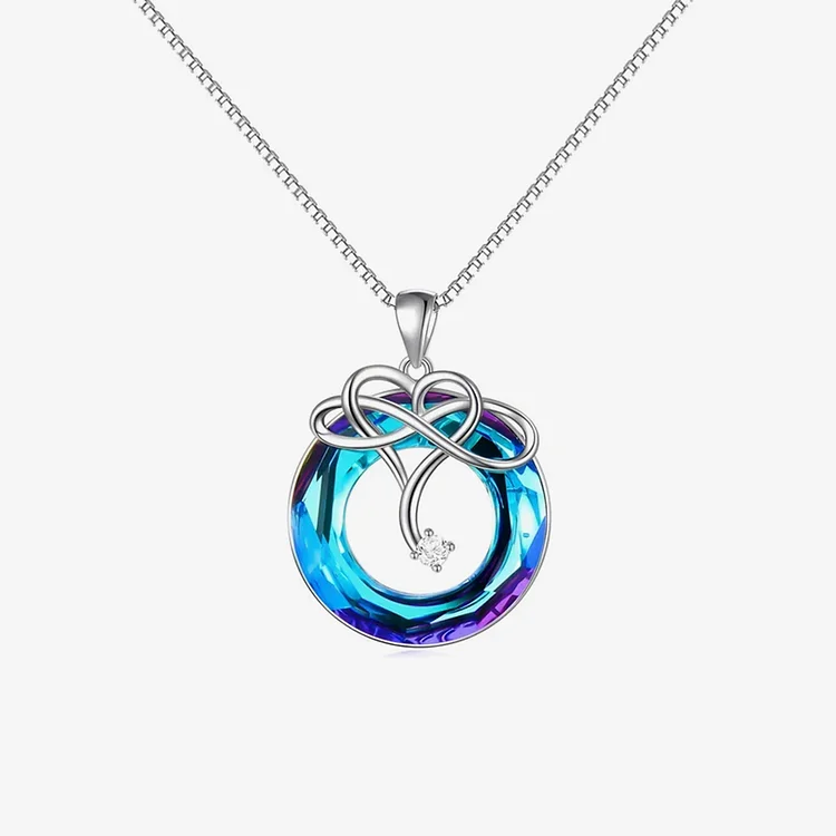 For Love - S925 My Heart Wants Nothing More Than to Be With You Blue Crystal Infinity Necklace
