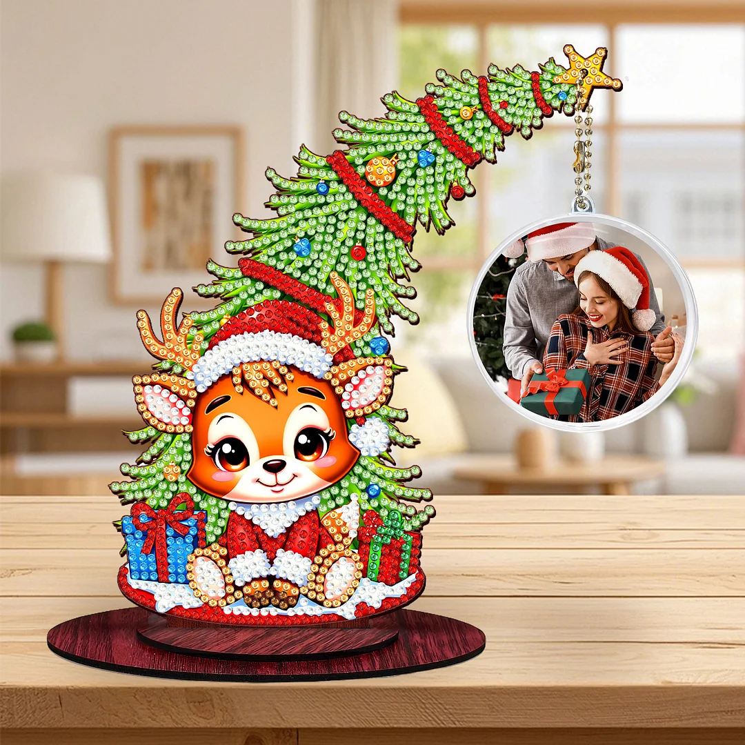 Photo Christmas Tree 5D DIY Diamond Art Tabletop Wood Decorations Ornament Kits