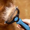 2In1 Pet Grooming Rake Anti-Slip Handle Double-Sided Deshedding Comb Multi-Purpose Extra-Wide Dog Grooming Brush for Detangling Deshedding Brushing/Thinning