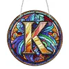 (Upgrade Size)DIY Double Sided Diamond Painting Alphabet Family Last Name Initial Sign Ornament with Chain Window Hanging Kit
