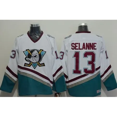 Ducks #13 Teemu Selanne White CCM Throwback Stitched NHL Jersey