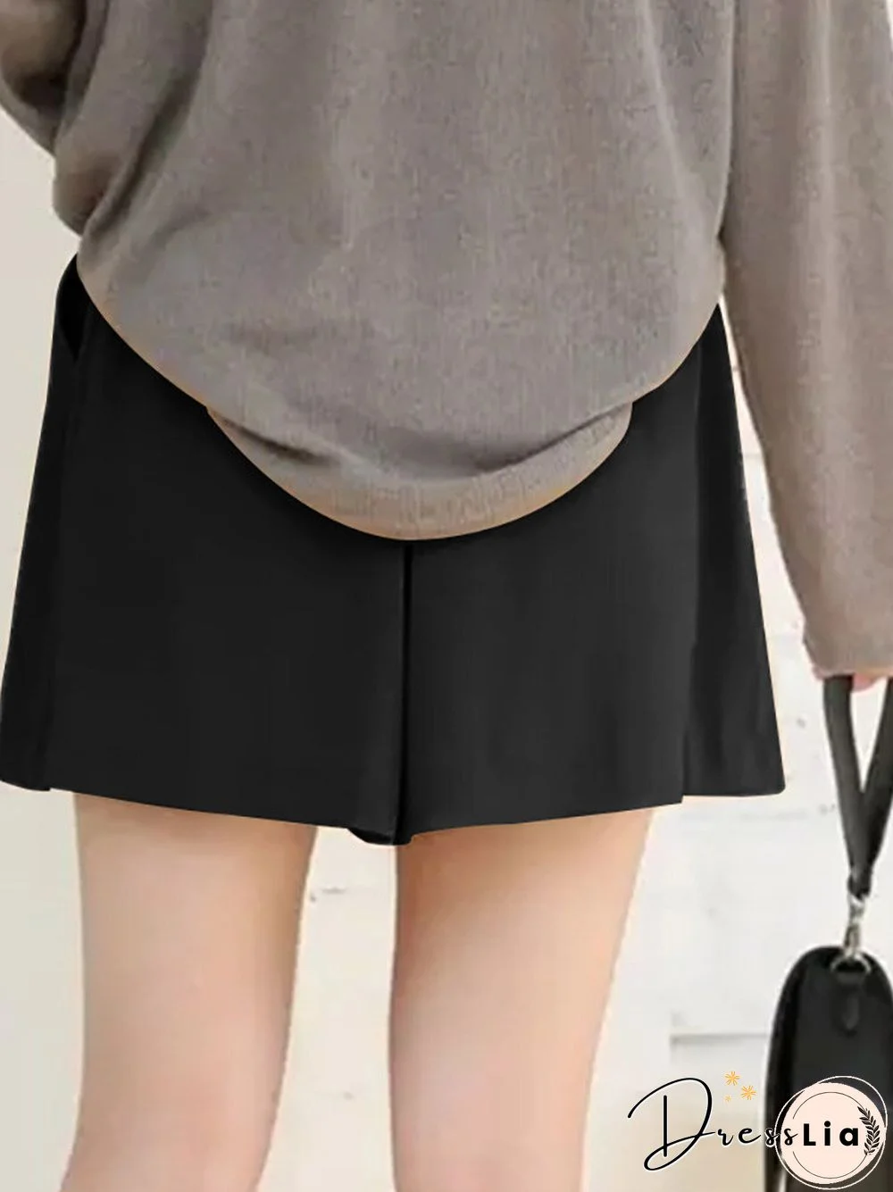 Casual Solid Pocket Wide Leg Shorts for Women