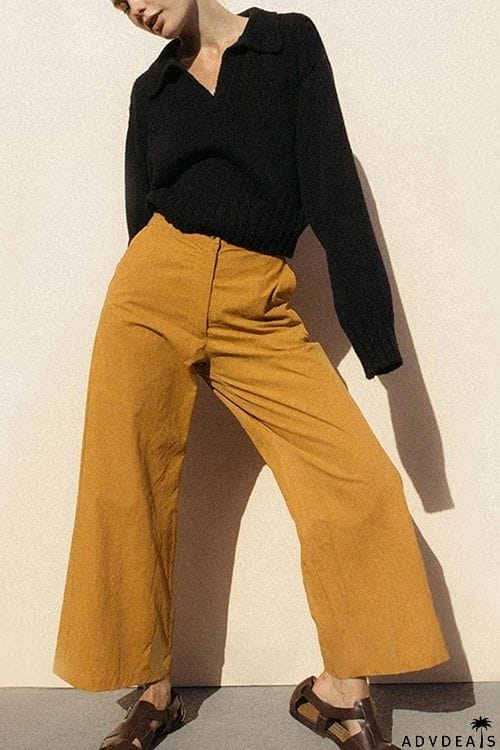 V Turndown Collar Sweater