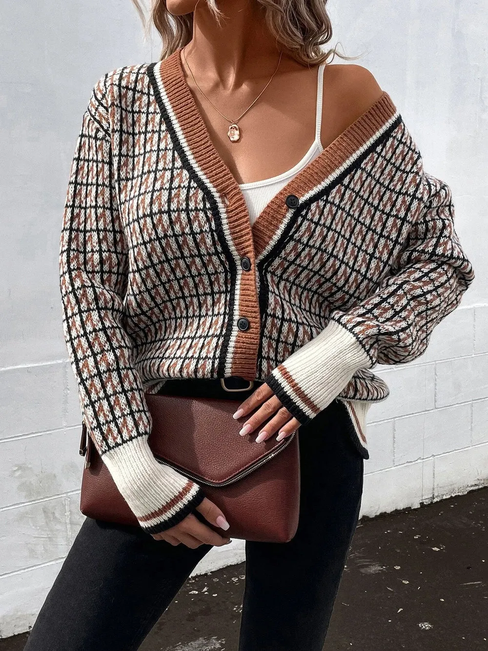 Retro Print Long Sleeve Sweater