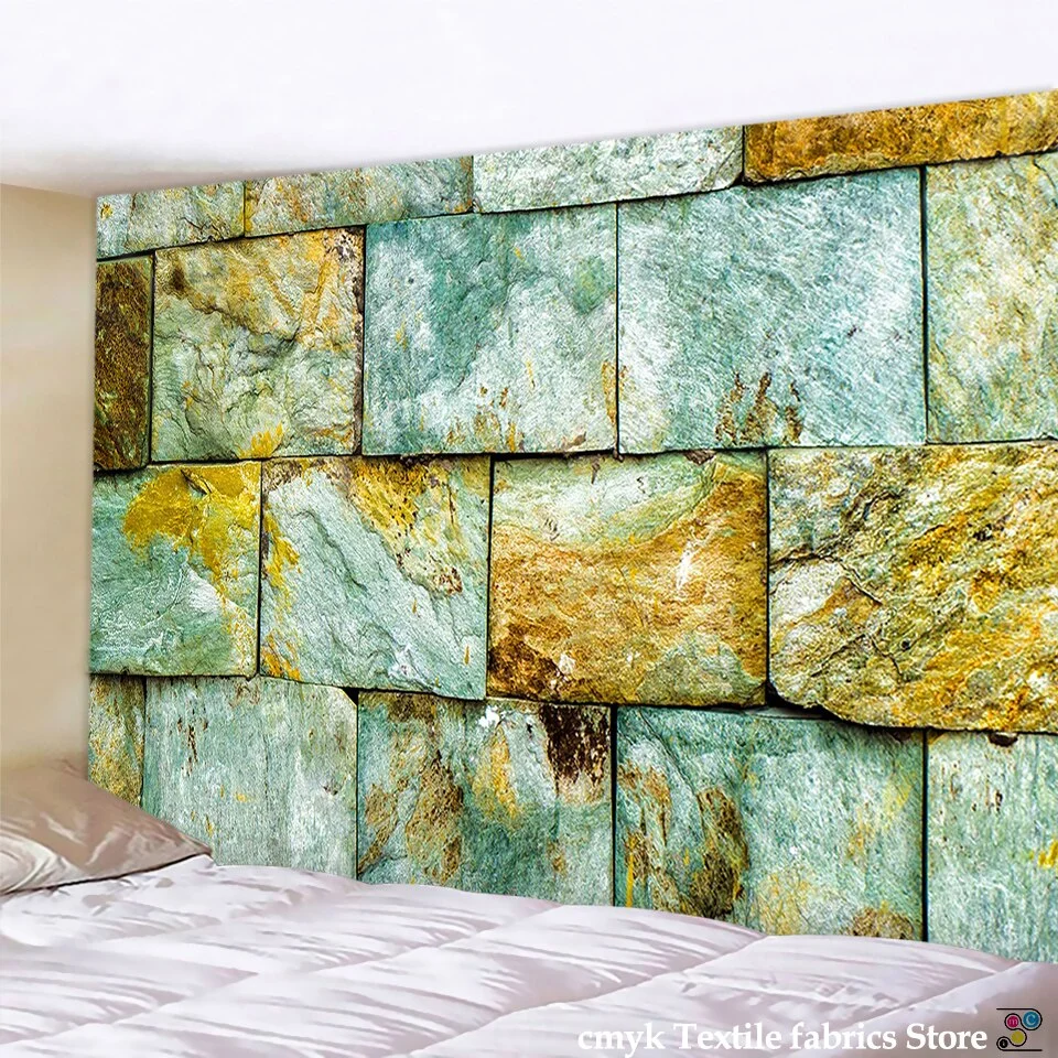3D Colored Stone Brick Retro Tapestry Wall Hanging Bohemia Art Print Tapestry Room Home Decoration