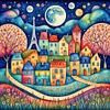 (Multi Style)Colorful Cottage-Full Embroidery 2 strands 14CT Stamped Cross Stitch-40*40CM
