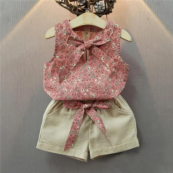 Casual Kid Baby Girls Flower T Shirts Pants Clothes