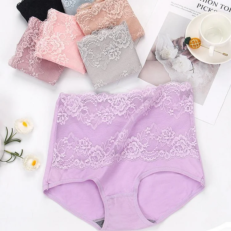 [ 6 PCS ] High Waist Seamless Lace Panties