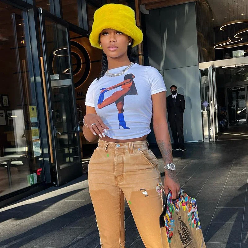 Toloer Portrait Printed Graphic Top-Outfit Ideas