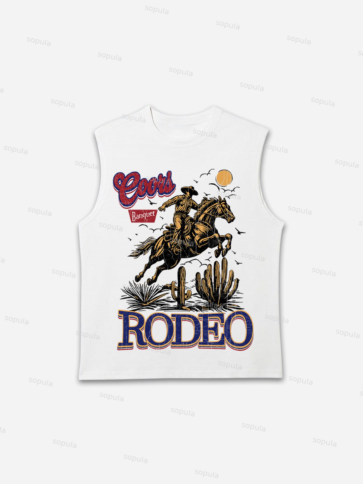 Coors Banquet Rodeo Print Tank Top - Sopula｜Premium Graphic Tees & Graphic Clothing