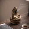 Ceramic Incense Holder for Cone and Coil - Incense Burner Holder Zen Decor with Buddha Statue Design Protection from Evil