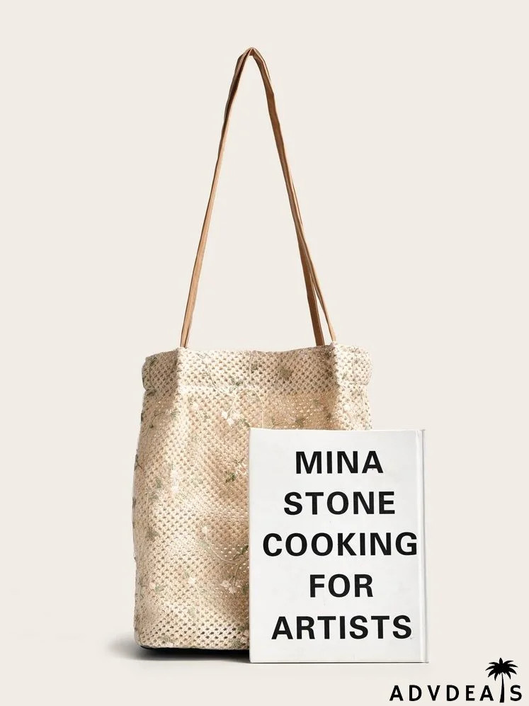 Floral Woven Tote Bag