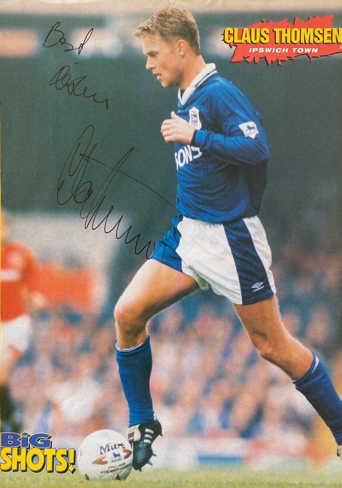 Claus Thomsen Genuine Hand Signed Ipswich Town A4 Magazine Cut Out 1