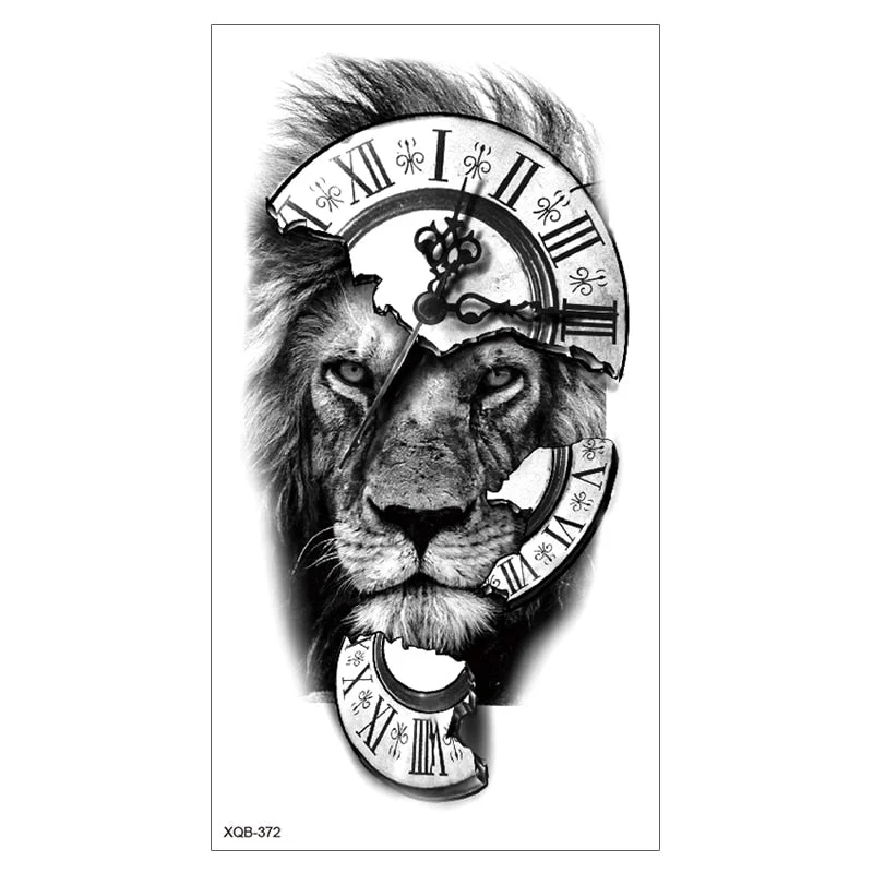 Lion King Waterproof Temporary Tattoo Stickers Body Art Fake Tatoo Animal Realistic Tribal Tiger Arm Sleeve transferable tattoo