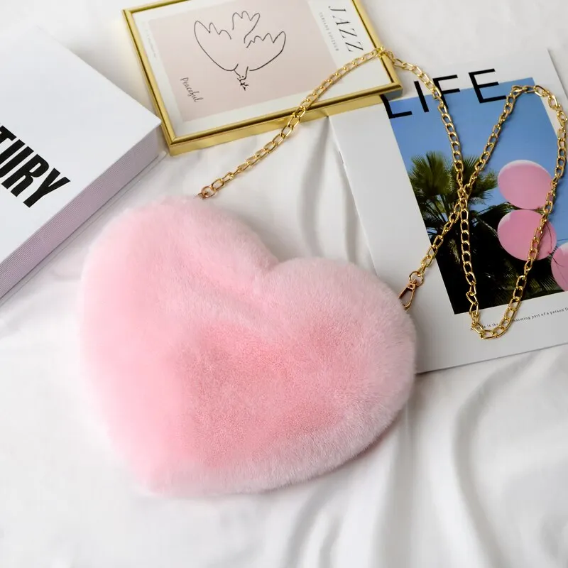 2021 Faux Fur Winter Women Shoulder Crossbody Bag Fashion Square Shaped Bag Female Chain Winter Warm Messenger Bag Plush Handbag