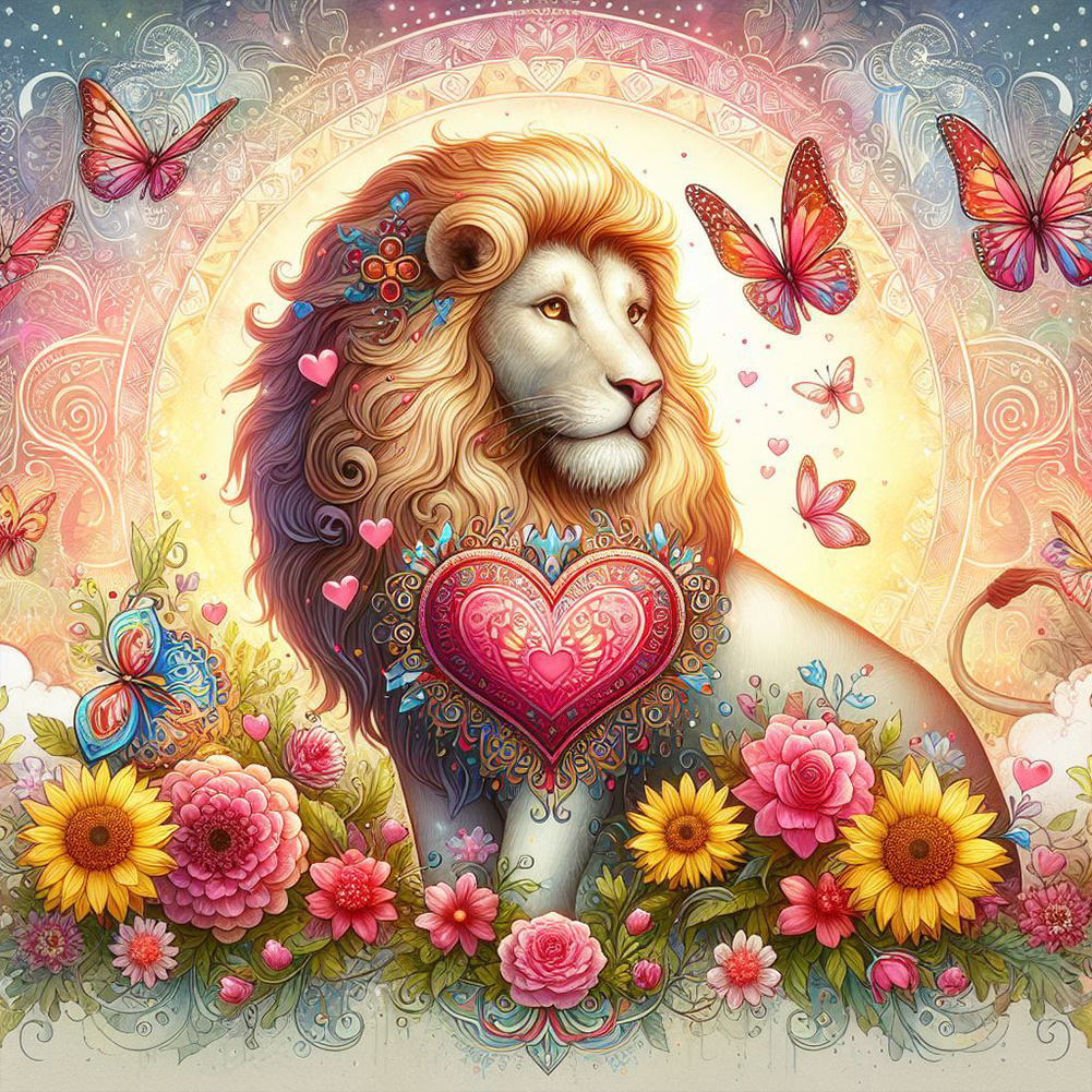 5D DIY Full Round Drill Diamond Painting - Lion