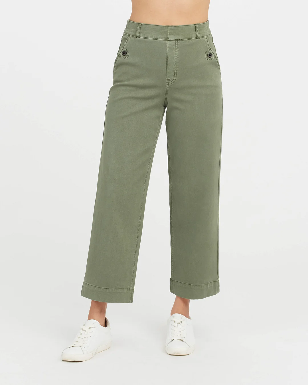 Stretch Twill Cropped Wide Leg Pant