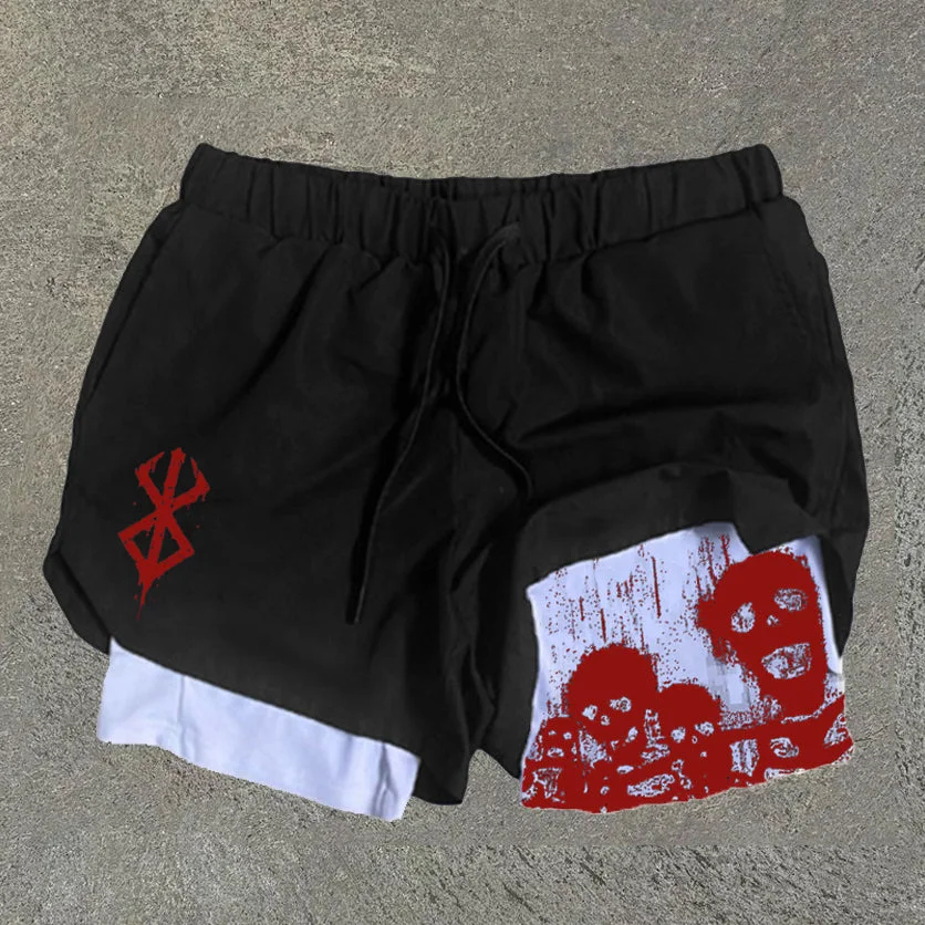 Sopula Funny Print Graphic Double Layer Men's Gym Shorts - SOPULA
