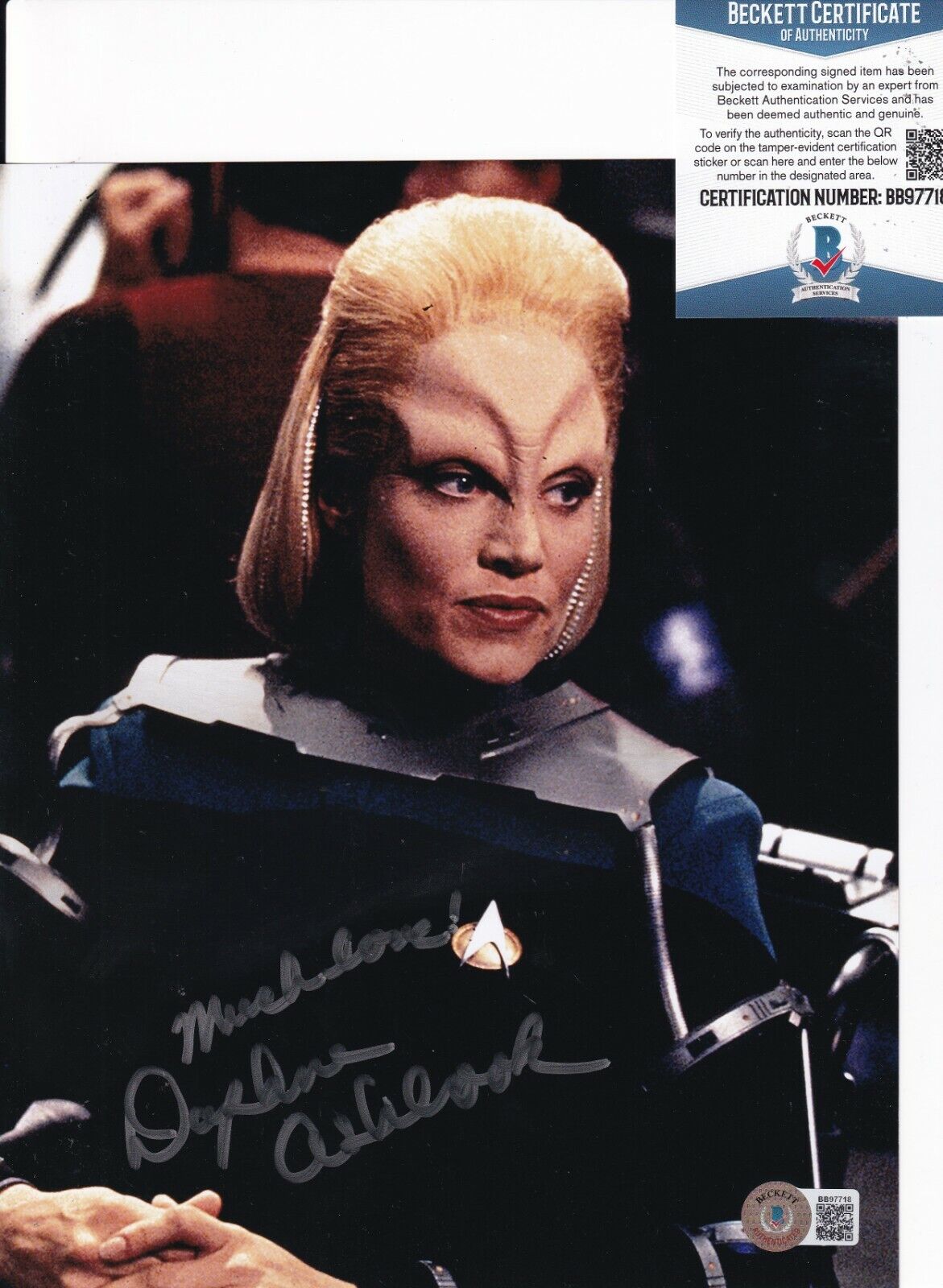 DAPHNE ASHBROOK signed STAR TREK DEEP SPACE NINE 8X10 Photo Poster painting BECKETT BAS BB97718