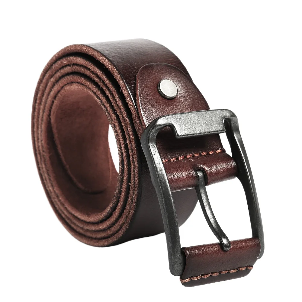 Source point popular men's belt pin buckle leather men's belt pure cowhide belt youth retro belt factory direct sales