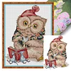 >SALE<Embroidery Eco-cotton Thread 14CT Printed Learning Owl Cross Stitch 22x30cm