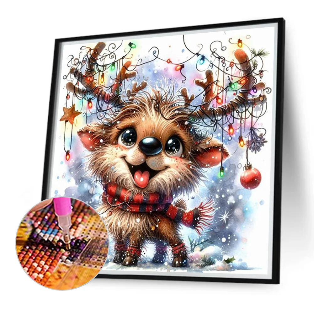 Diamond Painting - Full Round Drill - Christmas Elk(Canvas|30*30cm)