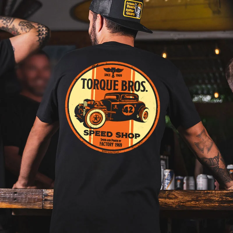 TORQUE BROS SPEED SHOP Classic Car Print Men's T-shirt
