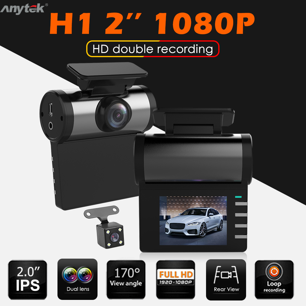 

Anytek H1 Dashcam FHD 1080P Car DVR Dashboard Camera with Rear View Camera, With 32gb tf, 501 Original