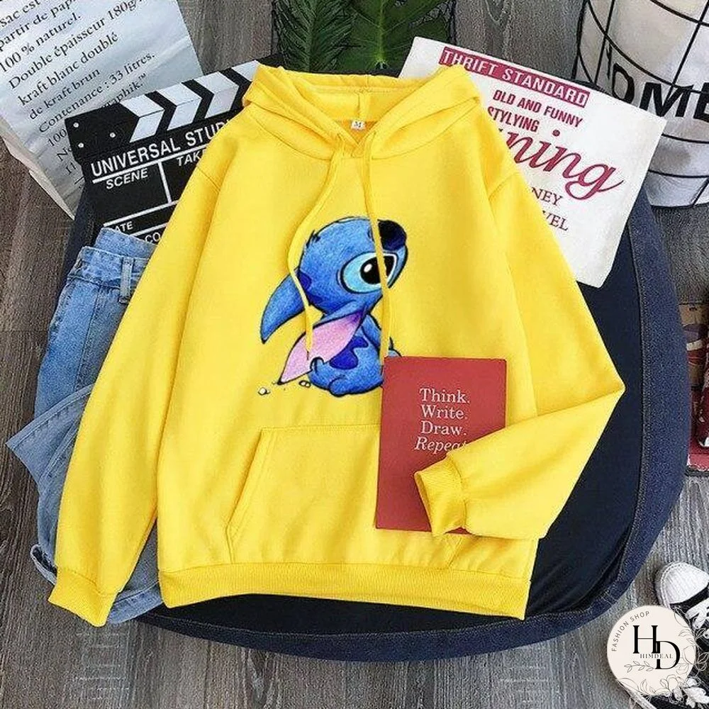 New Hoodie Sweatshirt Women Oversized cartoon Stitch Hoodie couple shirt versatile Sweatshirt Winter Long Sleeve Tops Hoodies