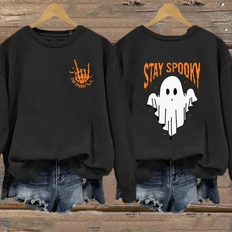 Comstylish Funny Halloween Stay Spooky Printed Sweatshirt