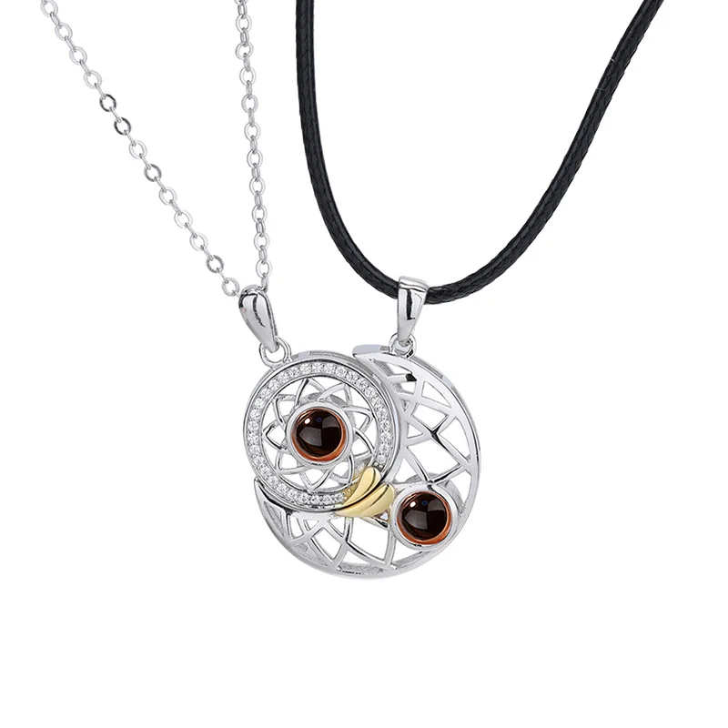 Sun&Moon 100 Languages "I Love You" Couples Necklaces