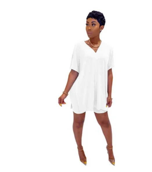 2020 Women Clothes Casual V Neck T Shirt Top and Shorts Set Streetwear Sexy Outfits for Women Suit Summer Short Two Piece Sets