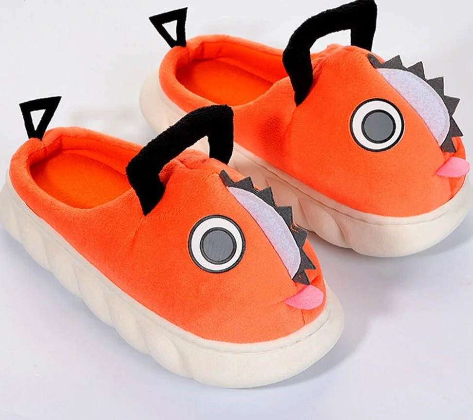Vstacam Women Thick bottom Cotton Slippers Anime Chainsaw Pochita Pantuflas House Slippers Soft Sole Home Slippers Female Pillow Slides