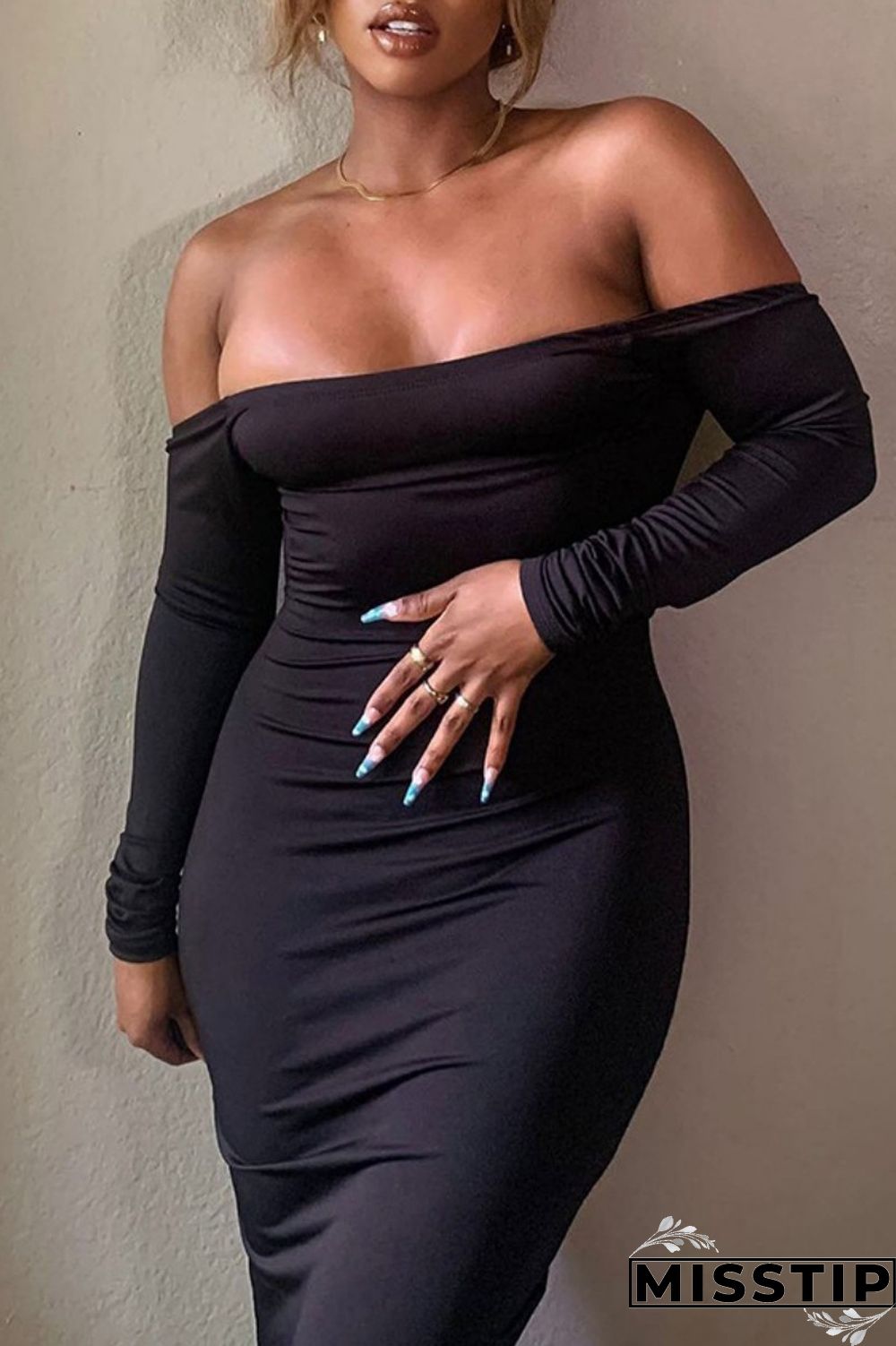 White Casual Solid Basic O Neck Long Sleeve Dresses