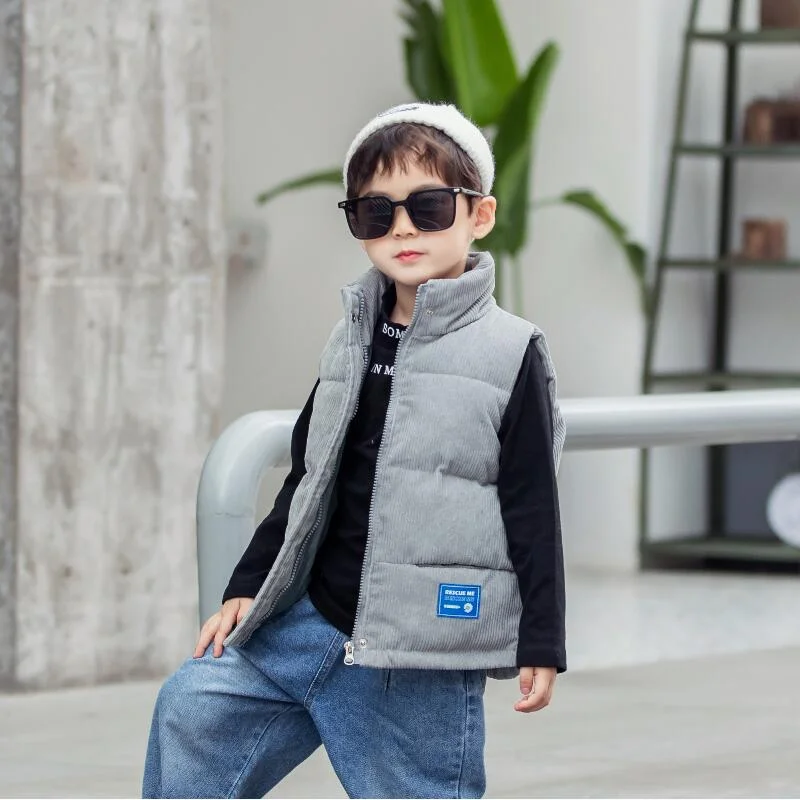 2021 New Children's Autumn  Cotton Jackets Vest To Keep Warm Boys And Girls Solid Color Casual Kids Vest For 3-10 Years