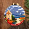 【Limited Stock Sale】Beautiful Sea-DIY Embroidery Kit with Pattern Cotton Threads Needles Hoop 30*30cm/11.81*11.81in tapestrymarket